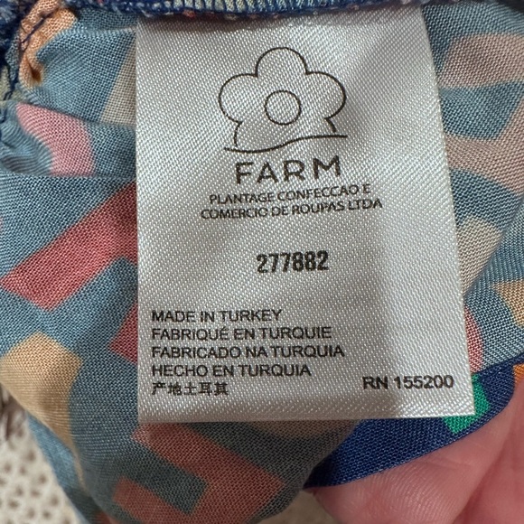 NWT Farm Rio Anthropologie Fantastic Peplum Ruffle Multi Color Top Sz L - Picture 11 of 12